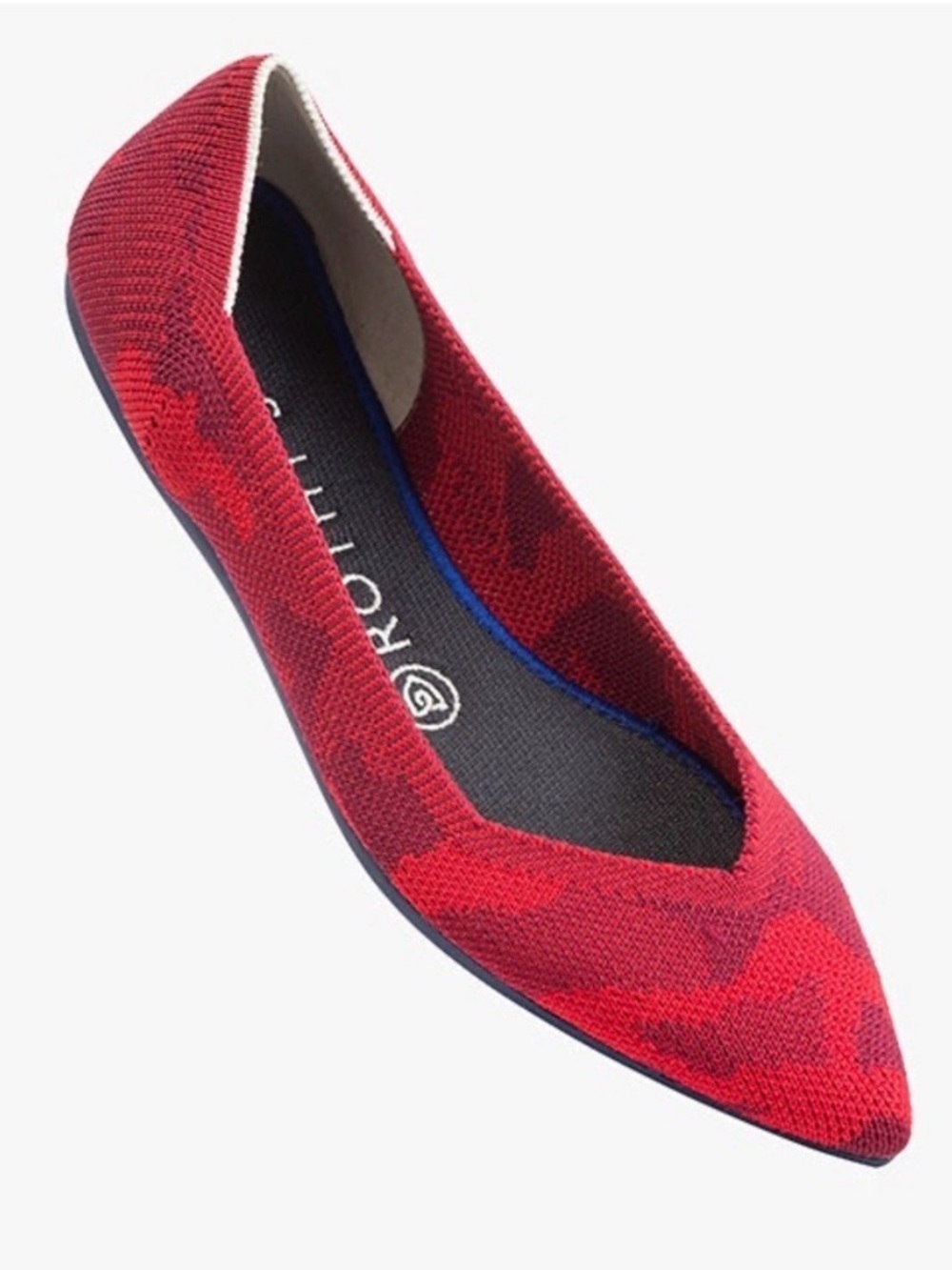 Retired Rothy’s The Point Red Camo Pointed Toe Slip-On Flats Size 6